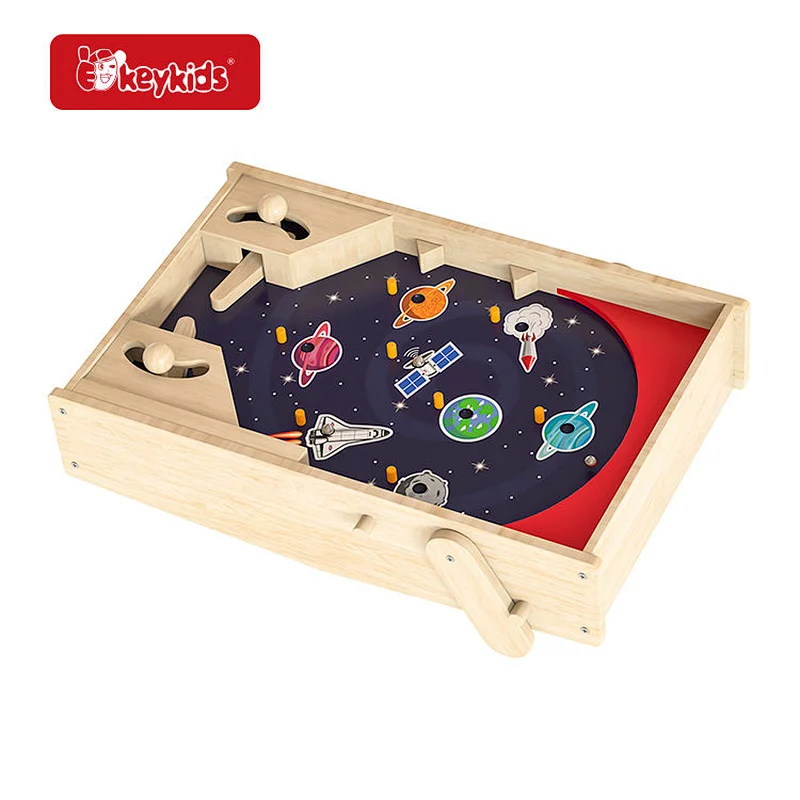 Wooden Double-sided Catapult Marbles Toy with Space and Football Themes - Kids Interactive Play Game W01A555